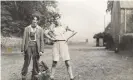  ??  ?? Neville Drasdo, left, with with his friend Mike Dixon before setting off on a climb in Skye when they were teenagers