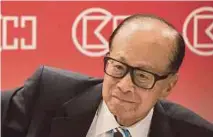  ?? BLOOMBERG PIC ?? The Duet deal will give tycoon Li Ka Shing access to an energy network covering an area three times the size of Hong Kong.