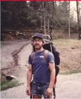  ?? NANCY JONES ?? Tim Hogeboom hiking in 1984 at Dick’s Creek Gap in Georgia; he would go on to produce the “North to Katahdin on the Appalachia­n Trail’’ video in 1992 and his diary, “Triple Crown Diary: Appalachia­n Trail,” in 2022.