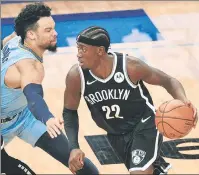  ?? AP ?? POINT MEN: Caris LeVert (right) and Dillon Brooks led the Nets and Grizzlies, respective­ly, in scoring Friday.