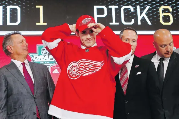  ?? MICHAEL AINSWORTH/AP PHOTO ?? The Red Wings were “surprised” to select Filip Zadina with the No. 6 pick, figuring he would have been snapped up earlier in the first round of the NHL draft.