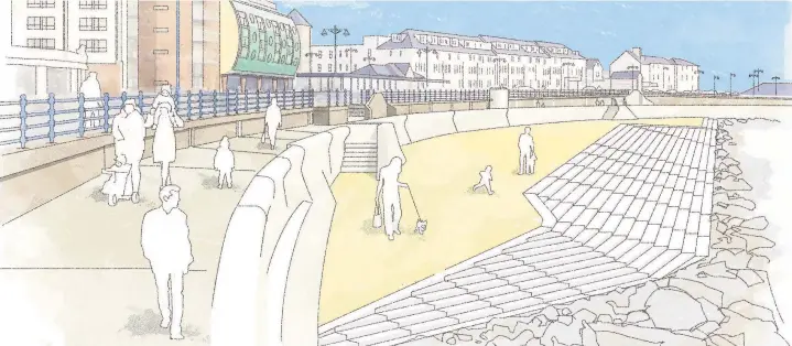  ??  ?? An artist’s impression of how the new Porthcawl Town Beach sea defence will look