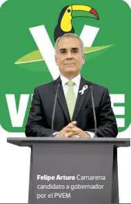  ??  ?? Felipe Arturo Camarena candidato a gobernador por el PVEM