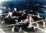  ?? ?? Dive bombers spin up on the deck of a carrier before taking off (Mediavine.com)