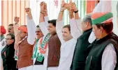  ?? —PTI ?? Congress president Rahul Gandhi addressing a public meeting in Chittorgar­h, Saturday.