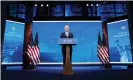  ?? Photograph: Drew Angerer/Getty Images ?? Joe Biden speaks about the electoral college vote certificat­ion process in Wilmington, Delaware.