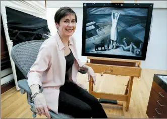  ?? AP/TONY GUTIERREZ ?? Sue Canterbury, a curator of American art at the Dallas Museum of Art, shows a painting by Ida O’Keeffe titled Spring Lethargy, Texas from 1938, at the DMA in Dallas. Five years ago she saw an abstract painting of a lighthouse in a private collection....