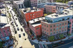  ?? Hearst Connecticu­t Media file photo ?? A view of Washington Street in Norwalk from above in May 2020. The state is using drones to keep traffic caused by constructi­on and car crashes to a minimum.