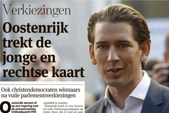  ??  ?? FOTO REUTERSSeb­astian Kurz kreeg 31,4% van de stemmen achter zich.