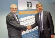  ??  ?? ●● David Rutley MP with Tim Shercliff, chairman of Enterprisi­ng Macclesfie­ld