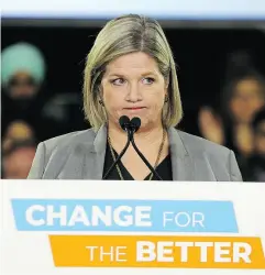  ?? DAVE ABEL / POSTMEDIA NEWS FILES ?? Ontario NDP Leader Andrea Horwath’s platform counts budget reserve funds as income, not an expense.