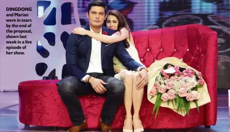  ??  ?? DINGDONG and Marian were in tears by the end of the proposal, shown last week in a live episode of her show.