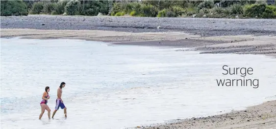  ?? Photo / Warren Buckland ?? The calm before the storm at Te Awanga. Civil Defence has doubled down on a Cyclone Cody swell and current warning after a Tongan volcano eruption.