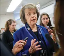  ??  ?? WASHINGTON: In this June 2, 2015 file photo, Sen Dianne Feinstein speaks with reporters on Capitol Hill. — AP