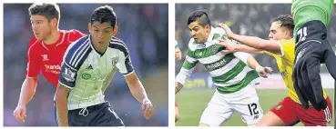  ??  ?? ROUGH DEAL Gamboa suffered at West Brom (left) but is reviving career at Celts (above)