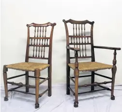  ??  ?? Liverpool ash spindle wood dining chairs