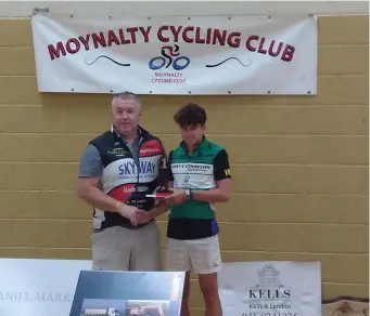  ??  ?? Matthew Devins Yeats Country Cycling Club collects his trophy.