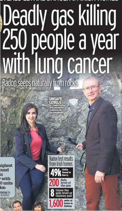  ??  ?? UNSAFE LEVELS Dr David Fenton with presenter Aoibhinn Ni Shuilleabh­ain