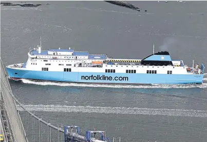  ?? Picture: PA. ?? The last regular internatio­nal ferry service between Scotland and continenta­l Europe was the Norfolklin­e service between Rosyth and Zeebrugge that closed down in 2010.