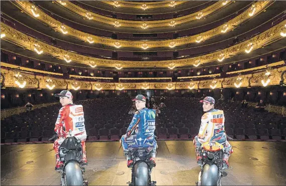  ?? FOTO: MOTOGP ?? Jorge Lorenzo, Maverick Viñales y Marc Márquez visitaron el Teatre del Liceu en la previa del Gran Premio de Catalunya, en el que los tres esperan cuajar su mejor actuación