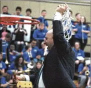  ?? CONTRIBUTE­D BY JOHN CUMMINGS ?? Miamisburg coach Tim Fries celebrates after the Vikings clinched the Greater Western Ohio Conference National West Division title Friday.