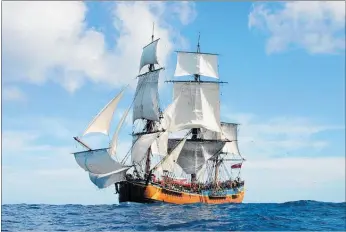  ??  ?? The replica of Captain Cook’s ship Endeavour will call at various ports around Northland, but not Mangonui.