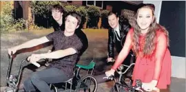  ?? Eric Charbonnea­u Invision / Associated Press ?? ACTORS Dylan Minette, left, and Katherine Langford with Devin Druid, rear left, and Justin Prentice at a Netflix FYSee event in Beverly Hills.