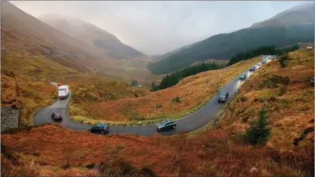  ?? Picture: Gordon Terris ?? When the crucial Highlands artery is shut, motorists are diverted onto the Old Military Road through Glen Croe