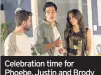  ??  ?? Celebratio­n time for Phoebe, Justin and Brody