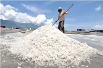  ??  ?? A WORKER sorts salt at a salt field at Talise village in Palu, Indonesia on March 10.