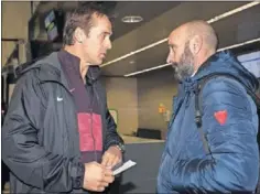  ??  ?? Monchi y Lopetegui, en una imagen de esta temporada.