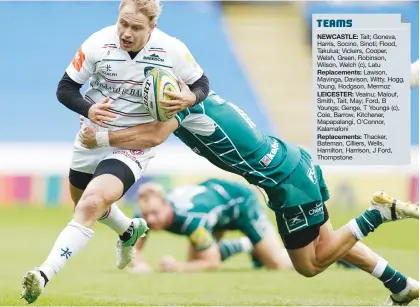  ?? PICTURE: Getty Images ?? On the charge: Mathew Tait takes the ball up for Leicester. Below: Toby Flood