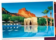  ?? ?? MOUNTAIN HIGH: The pool at Sanctuary on Camelback. Right: Sunset over the desert