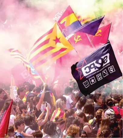  ?? EFE ?? Imagen de una manifestac­ión en Barcelona contra el aumento de las tasas universita­rias