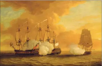  ?? Scotland. Photograph: National Trust for ?? Held in the National Maritime Museum’s collection, this painting depicts the sea battle on July 9 involving the prince’s ships.