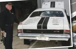  ??  ?? Current owner Luke Dimech and former owner Ken Cusack, reunited with the old Monaro in which he started ralling way back in 1972!