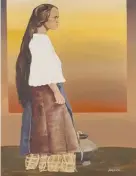  ??  ?? ONE of the items up for auction in National Artist Benedicto “BenCab” Cabrera’s Long-Haired Woman (1998), acrylic on canvas.