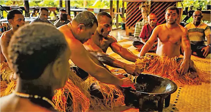  ?? Picture: FIJI TIMES FILE ?? Kava is being prepared during a traditiona­l Fijian ceremony.