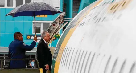  ?? BETO BARATA/PR ?? Retorno. Presidente Michel Temer embarca na Noruega para voltar ao Brasil após passar 5 dias em viagem pela Europa