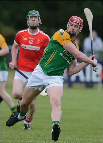  ??  ?? Michael Vaughan about to shoot a Millstreet point against Tullylease in the Kanturk Co Op Mart Duhallow JAHC in Rathcoole. Picture John Tarrant