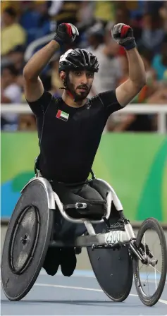  ?? Getty Images ?? Mohammed Al Hammadi at the Rio 2016 Paralympic Games. Hammadi has dedicated his medals to Hayayei