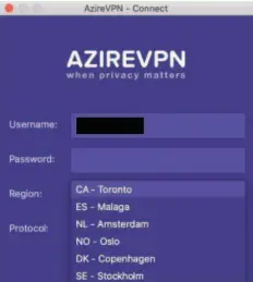  ??  ?? A portion of Azirevpn’s location list.