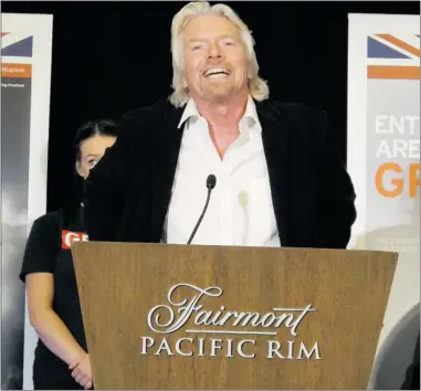  ??  ?? Richard Branson, president of Virgin Atlantic, says the airline is putting its ‘ toe in the water’ with the new route.