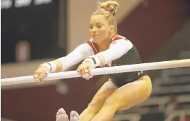  ?? TOMAS OVALLE/AP ?? Utah’s Mykala Skinner during an NCAA gymnastics meet, Feb. 18, in Palo Alto, Calif.