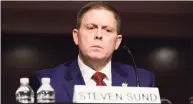  ?? Erin Scott / Associated Press ?? Former U.S. Capitol Police Chief Steven Sund testifies before a Senate Homeland Security and Government­al Affairs & Senate Rules and Administra­tion joint hearing on Capitol Hill on Tuesday.