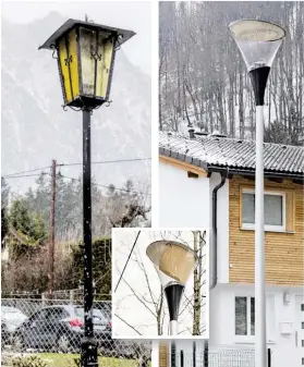  ?? BILDER: SN/KOLARIK ?? Die alten Laternen haben ausgedient. Eine der neuen Straßenlam­pen wurde nach Beschwerde­n mit einem Karton abgedunkel­t.