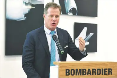  ?? PROVIDED TO CHINA DAILY ?? Colin Bole, senior vice-president, Bombardier Commercial Aircraft, speaks at the Zhuhai Airshow in November 2016.