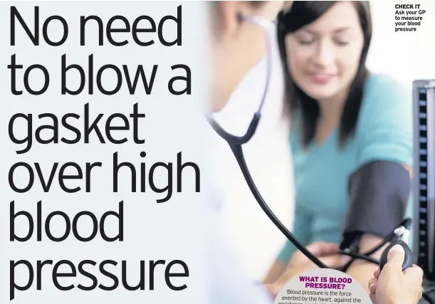  ??  ?? CHECK IT Ask your GP to measure your blood pressure