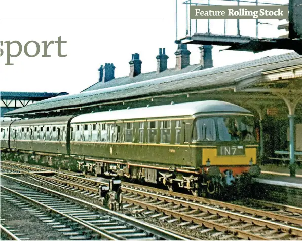  ?? R. A. WHITFIELD/RAIL PHOTOPRINT­S. ?? Displaying the original green livery but with the addition of a front end yellow warning panel, a Hull-bound ‘Trans-Pennine’ set enters Selby in October 1963.