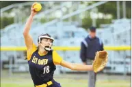  ?? Christian Abraham / Hearst Connecticu­t Media ?? East Haven’s Victoria Heaphy in action against Brookfield in the Class L semifinals on Tuesday.